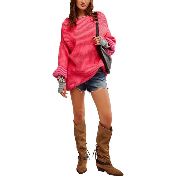 Free People Charlotte Tunic Oversized Sweater Blossom Glow Combo Size XS - Picture 9 of 9